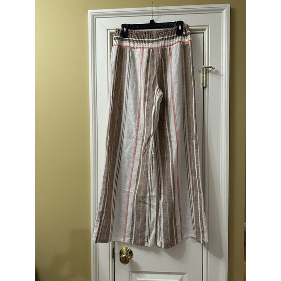 Vanilla Star Wide Leg Striped Smocked Waist Casual Pants Size L NWOT - Picture 4 of 7